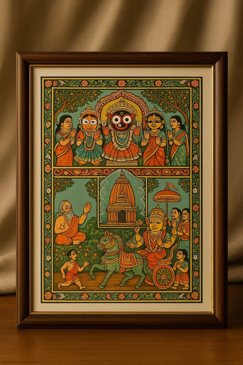 Lord Jagannath being worshipped in a devotional setting