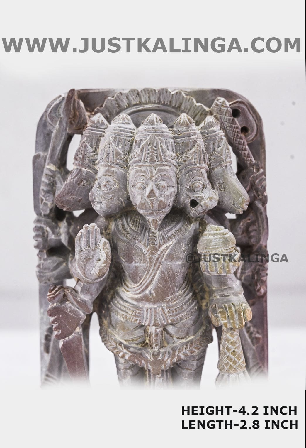 PANCHO MUKHI HANUMAN JI (PINKSTONE) MARBLE HEIGHT-4.2 INCH | Justkalinga.com.
