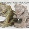 PAIR LION CARVED DESIGNED (WHITE STONE) MARBLE HEIGHT-3.5 INCH | Justkalinga.com.