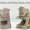 PAIR LION CARVED DESIGNED (WHITE STONE) MARBLE HEIGHT-3.5 INCH | Justkalinga.com.