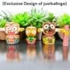 Handcrafted neem wood Raja Rupam Jagannath family (Jagannath, Balabhadra, Subhadra, Sudarsan Chakra), with Mahaprasadam and puja items, in a distinctive round style.