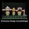 Handcrafted neem wood Jagannath family (Jagannath, Balabhadra, Subhadra, Sudarsan Chakra) Mohan Rupam, with Mahaprasadam and puja items.