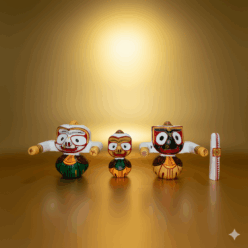 Laxmi Rupam: Ritual-Grade Neem Wood Jagannath Set | From shri jagannath dham , puri