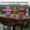 Handcrafted neem wood Gopal Ballav Jagannath Murti set depicting the playful forms of Lord Jagannath, Balabhadra, Subhadra, Sudarsan Chakra, with Nirmalya, Sanjua, dress, and puja guide.