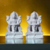 Close-up of Jaya Vijaya stone murti, showcasing intricate carvings and details.