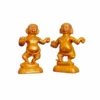 Rama Krishna Stone Murti, hand-carved and adorned with a golden hue, depicting Lord Rama and Lord Krishna.