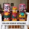 6-inch hand-carved neem wood Jagannath family (Jagannath, Balabhadra, Subhadra) Standing Rupam, with Nirmalya Mahaprasadam, for home and temple