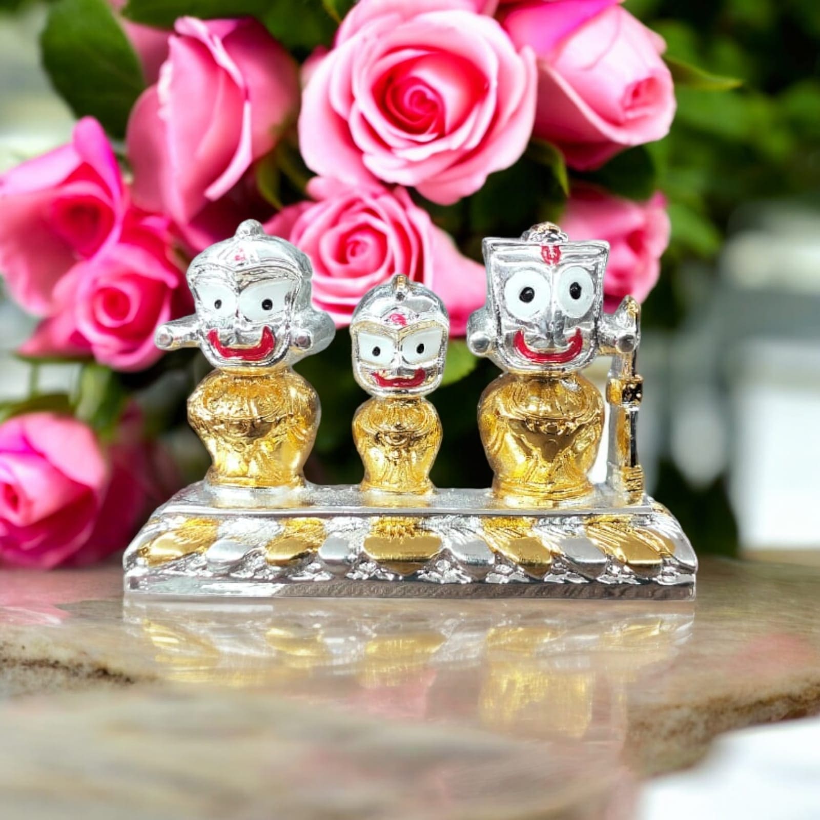 Silver Jagannath Murti (1.5 inch). Gleaming idol of Lord Jagannath, perfect for home altars or as a gift.