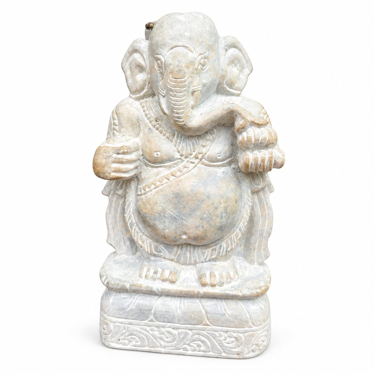 Hand-Carved White Stone Ganesha Idol: Ritual-Grade Stone Ganesh Murti - Image 3
