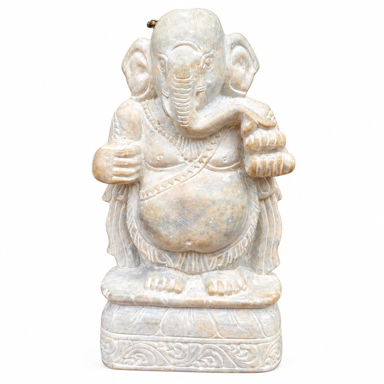 White Stone Ganesha Idol hand-carved devotional murti
