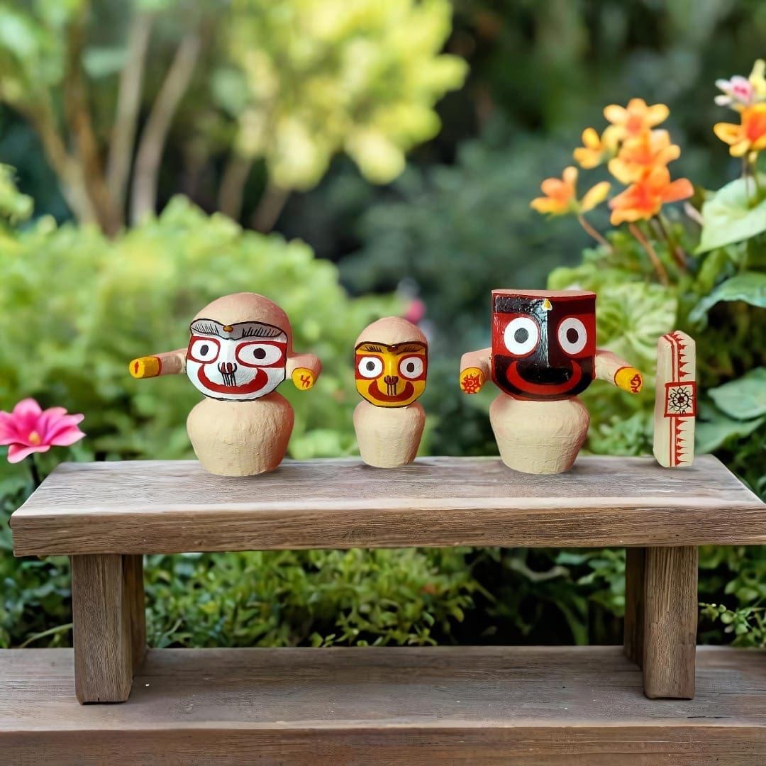 Mohan Rupam: Ritual-Grade Neem Wood Jagannath Set | From shri jagannath dham , puri - Image 2