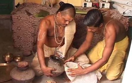 Phuluri Tela (floral oil) to the deities in the Sri Jagannath Temple during the Anasara Panchami.