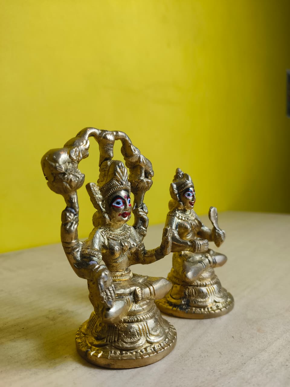 Brass Shridevi and Bhudevi Murti (3 Inches): Ritual-Grade Brass Jagannath Murti | From shri jagannath dham , puri - Image 3
