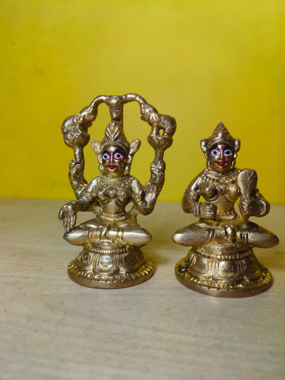 Brass Shridevi and Bhudevi Murti (3 Inches): Ritual-Grade Brass Jagannath Murti | From shri jagannath dham , puri - Image 2