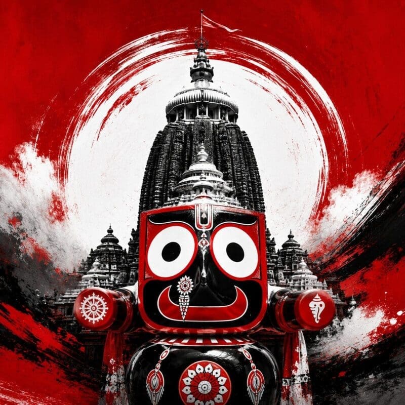 Temple with an ornate devotional figure, illustrating Mahapravu in Sadan's devotion story