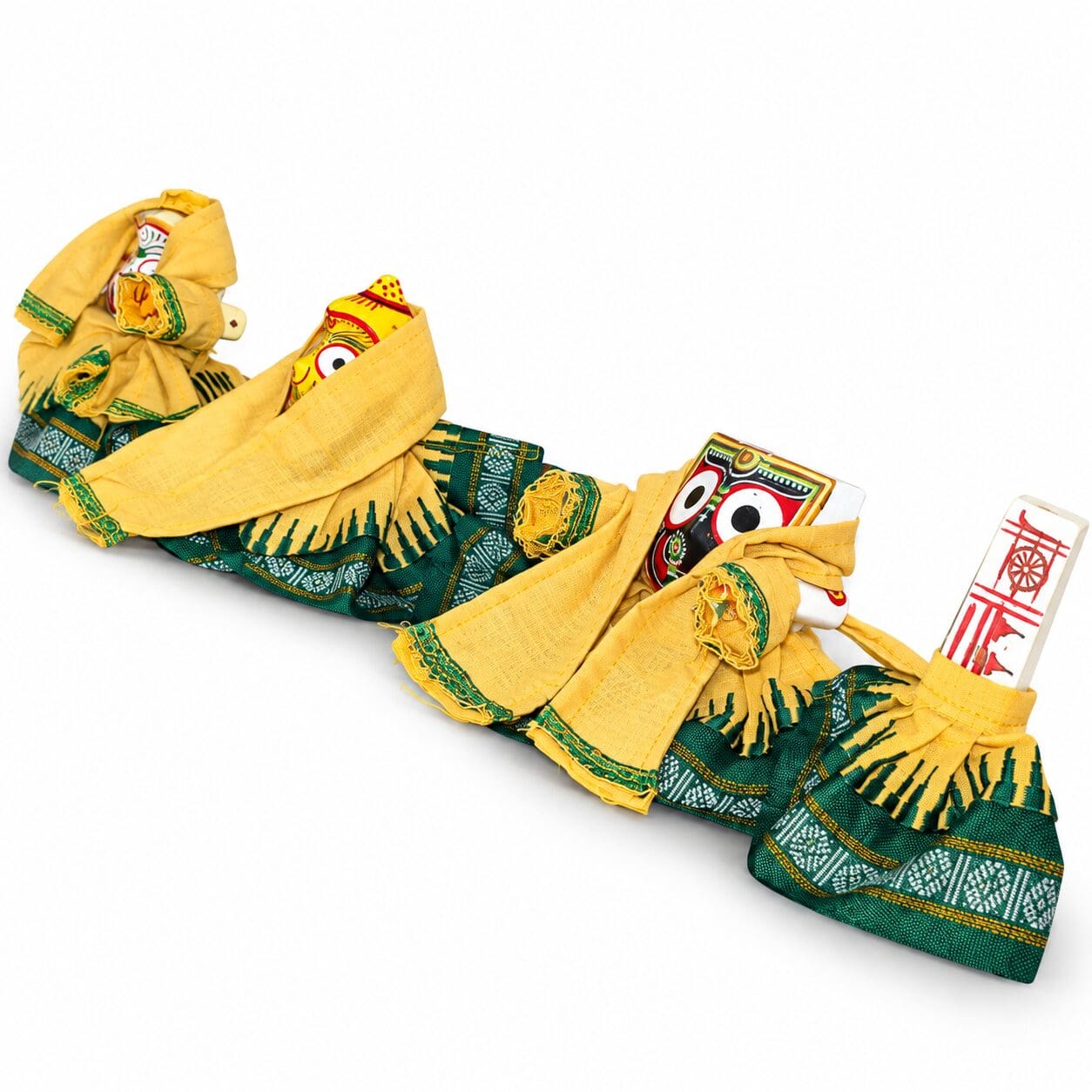 Shree Jagannath Royal Yellow Cotton Dress Set with Green Border - Image 2