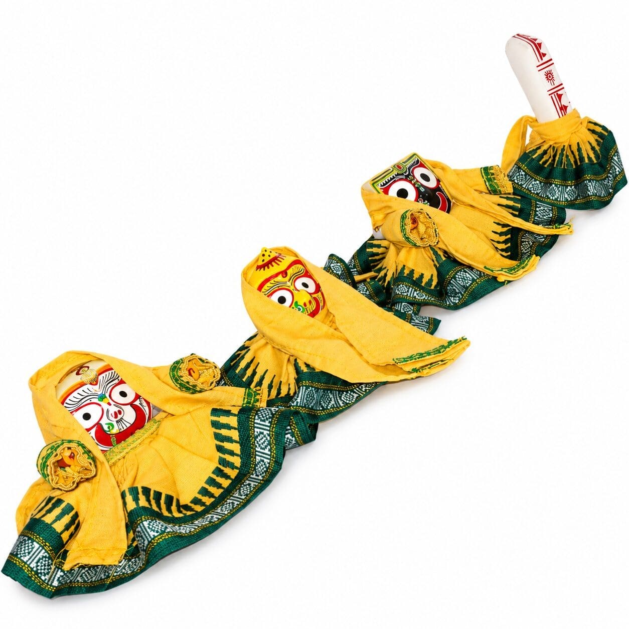 Shree Jagannath Royal Yellow Cotton Dress Set with Green Border - Image 3